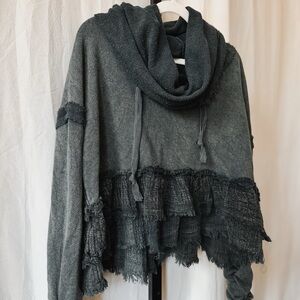 Free People Sweater Cowl Neck Pullover Long Sleeve Navy Blue NWOT